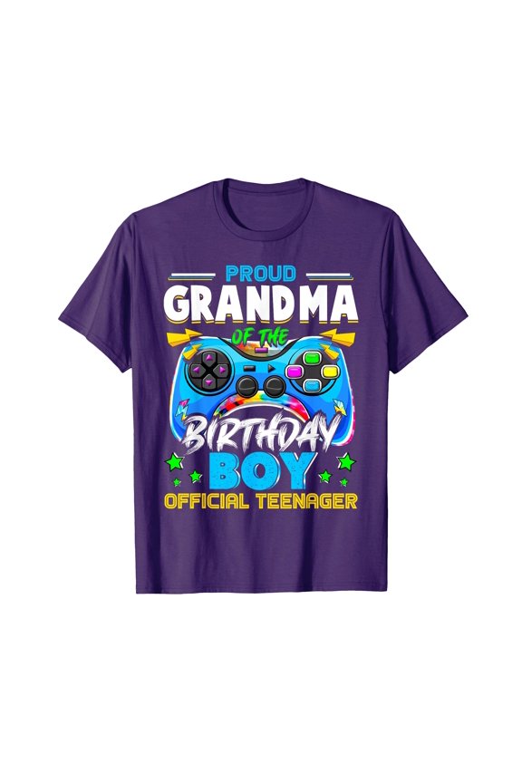 Colorful Gaming Theme Proud Grandma 13th Birthday T-Shirt for Teenagers