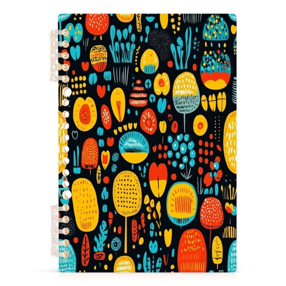 Colorful Garden A5 8.3x5.7in PP Notebook, Adjustable Rings, 60 Sheets, Diary or Journey Note