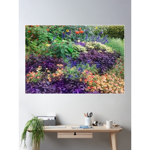 Colorful Garden Florals Of Springtime Poster Wall Art, Modern Wall Decor For Living Room Bedroom, 16x24 UNFRAMED