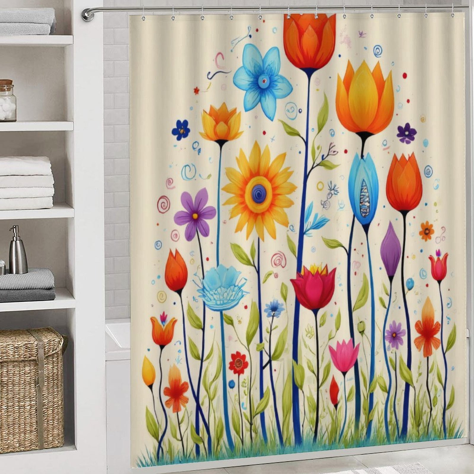 Colorful Garden Flowers Shower Curtain Bathroom Curtains Waterproof Colorful Garden Flowers Shower Curtain Bathroom Curtains Waterproof