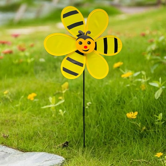 Colorful Garden Windmill Decor - Outdoor Spinning Yard Art with Metal Stake, Ladybug Design for Patio/Lawn/Balcony