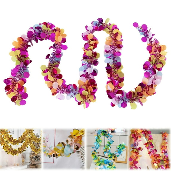 Colorful Garland Decorations,Easter Garland Decor 6.5Ft Glitter Spring Garland Decorations for Tree Mantle Bedroom Classroom indoor Outdoor Holiday Home