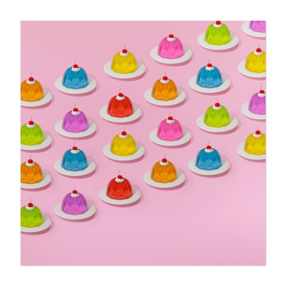 Colorful Gelatin Pattern  - Digital Art Pop Art Dessert Modern Art Pattern Whimsical Kitchen Decor Unframed Wall Art Print 6 x 6 inches