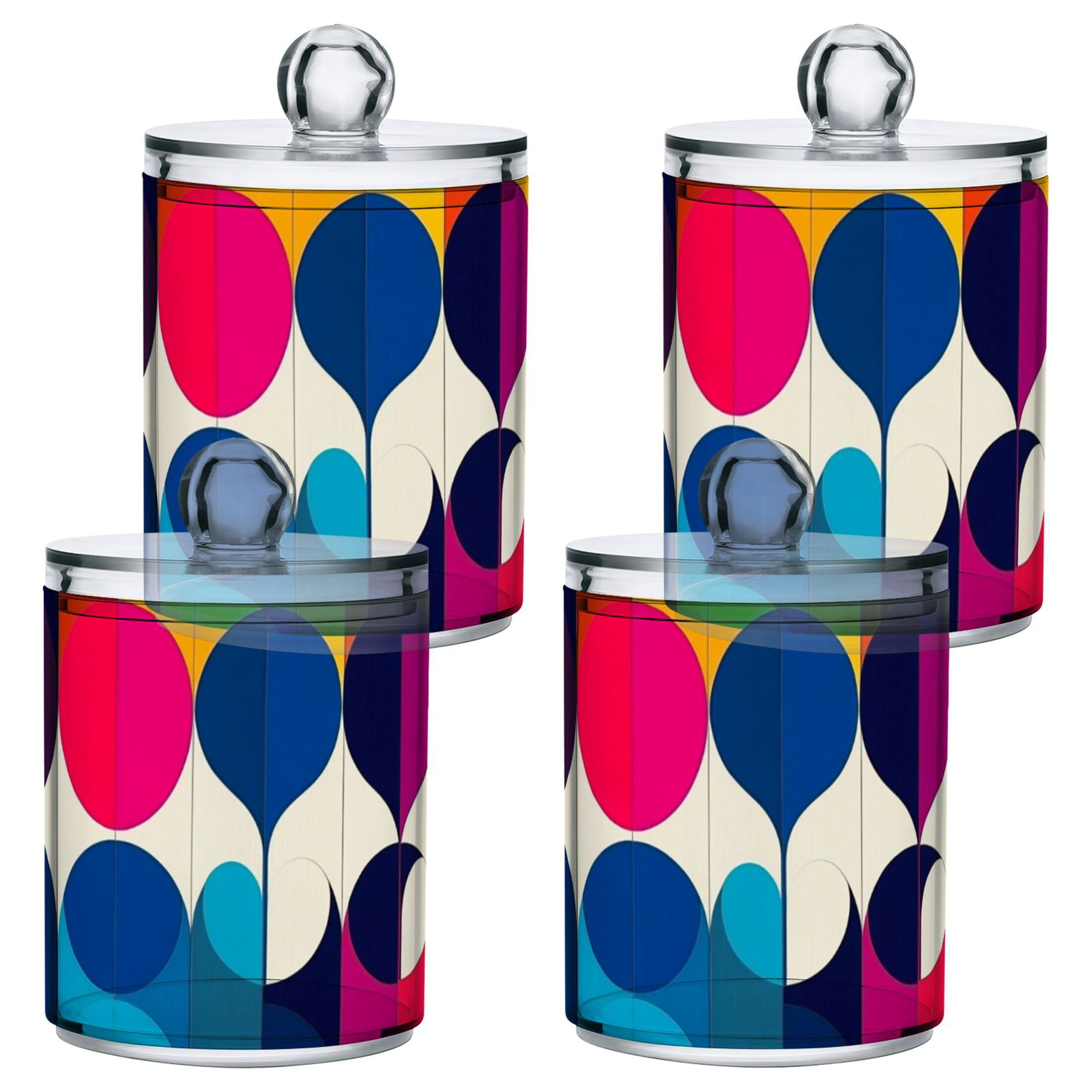 Colorful Geometric Abstract Bathroom Canisters Set of 4 Translucent ...