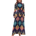 thumbnail image 1 of Colorful Geometric Abstract Pattern Women's Long Dress Long Sleeves Dress Vintage Dresses Party Maxi Dress High Waist Dress, 1 of 4