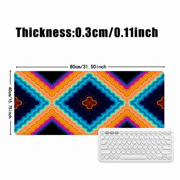 Colorful Geometric Aztec Pattern Mouse Pad 31.5 x 11.82 Inches Rubber Desk Mat for Office and Gaming