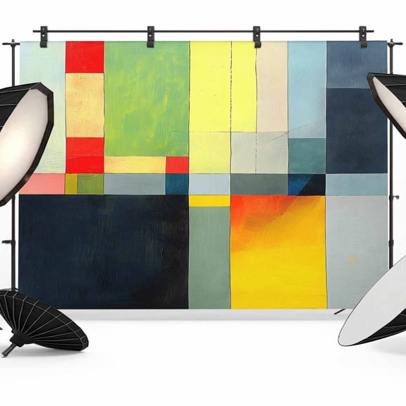 Colorful Geometric Backdrop for Photoshoot,Photography Photo Studio Background Wall Backdrop,Color Block Abstract Contemporary Back Drop Banner Panel for Portraits Wedding Party Live Streaming 7x5Ft