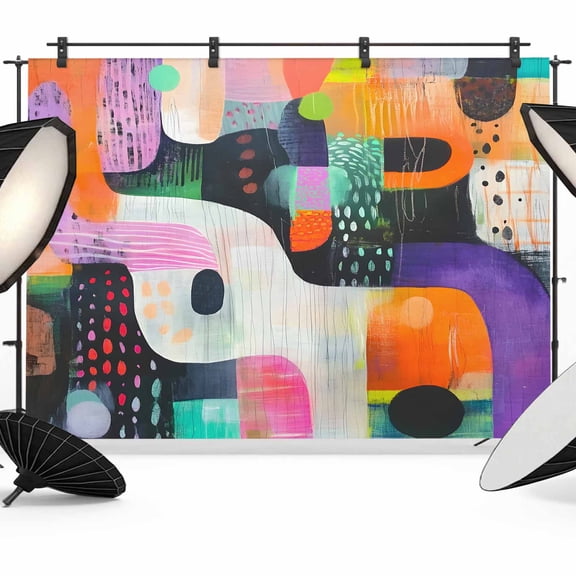 Colorful Geometric Backdrop for Photoshoot,Photography Photo Studio Background Wall Backdrop,Contemporary Abstract Artwork Back Drop Banner Panel for Portraits Wedding Live Streaming Decor 7x5Ft