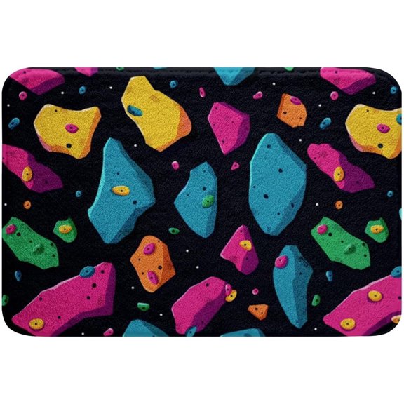Colorful Geometric Bathroom Rug Cartoon Polka Dot Rock Climb Sports Bath Mat 16 x 24 Inch Non Slip Floor Mat