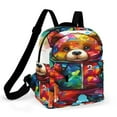 thumbnail image 1 of Colorful Geometric Bear Art Small Backpack Cute Mini Backpacks For Woman Lightweight Daypacks, 1 of 8