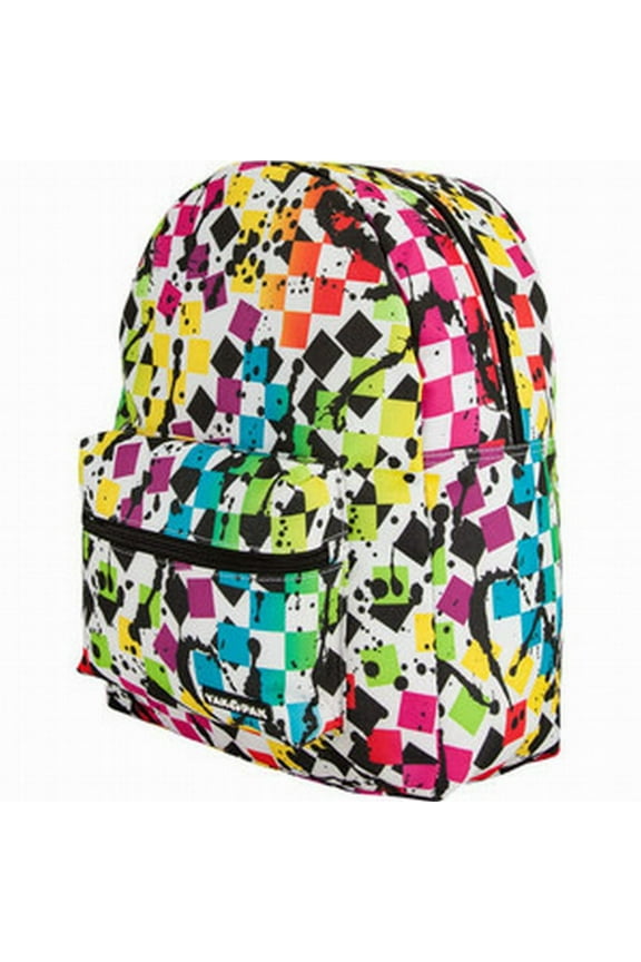 Colorful Geometric Check Canvas Backpack Sports School Travel Pack