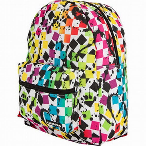 Colorful Geometric Check Canvas Backpack Sports School Travel Pack
