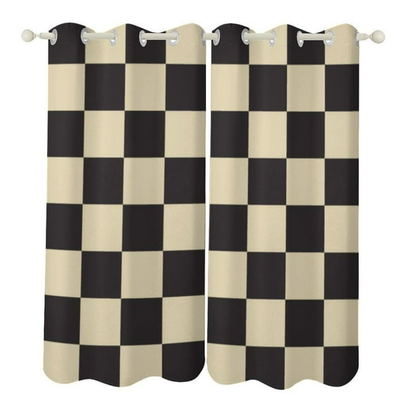 Colorful Geometric Checkered 2 Panels Curtains for Bedroom Living Room Drapes Kitchen Window Curtain Home Decor