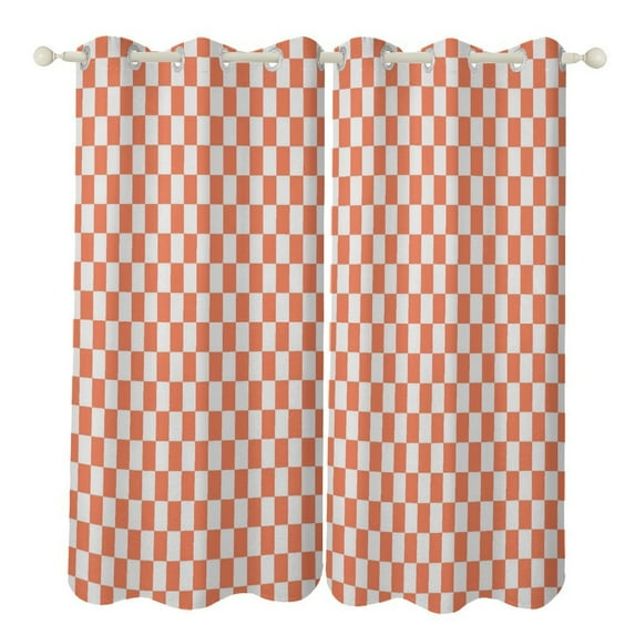 Colorful Geometric Checkered 2pcs Blackout Curtains For Living Room Bedroom Grommet Top Window Set for Left And Right Biparting Open