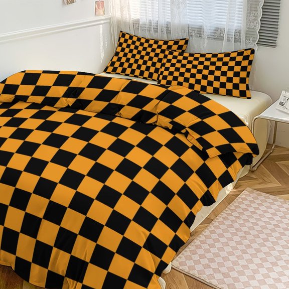 Colorful Geometric Checkered Bedding Set Couple Bedclothes Pillowcase Customized Home Textiles Bed Set for Bedroom Decoration