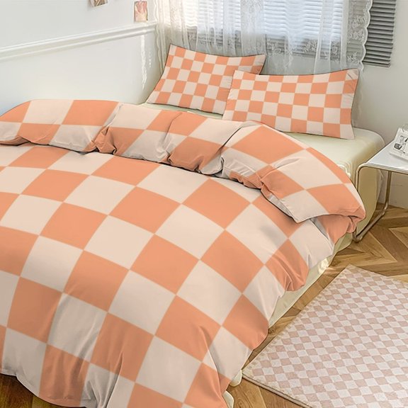 Colorful Geometric Checkered Bedding Set Couple Bedclothes Pillowcase Customized Home Textiles Bed Set for Bedroom Decoration