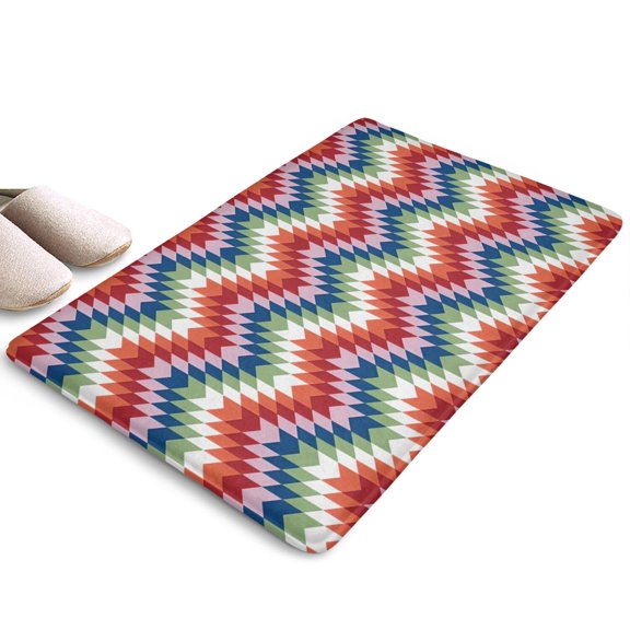 Colorful Geometric Chevron Flannel Non Slip Door Rugs,Washable Door Mats Indoor,Decorative Door Mats,Dirt-Resistant and Absorbent Doormat for Entrance,Bedroom,Kitchen,Bathroom,23.5"x16"
