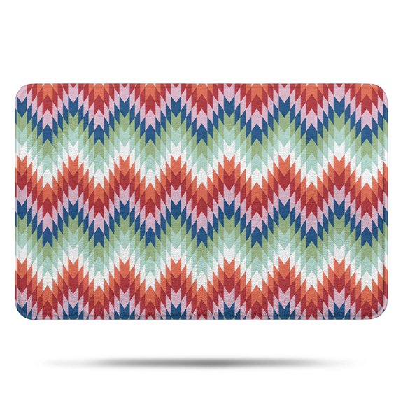 Colorful Geometric Chevron Pattern Bathroom Rugs Mat,Non Slip Microfiber Bathroom Rug,Rubber Backing,Soft Bathroom Mats for Bathroom Floor,Tub and Shower,17x27in(43x68cm)