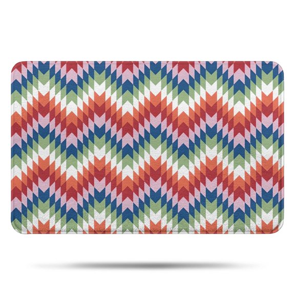 Colorful Geometric Chevron Pattern Bathroom Rugs Mat,Non Slip Microfiber Bathroom Rug,Rubber Backing,Soft Bathroom Mats for Bathroom Floor,Tub and Shower,17x27in(43x68cm)