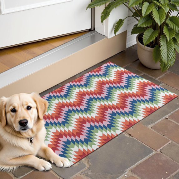 Colorful Geometric Chevron Pattern Door Rugs,Washable Non Slip Door Mats Indoor,Decorative Door Mats,Entry Mat Indoor for Entrance,Bedroom,Kitchen,Bathroom,16"x24"