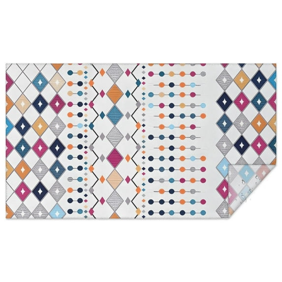 Colorful Geometric Diamond Pattern Rectangle Tablecloth 60"x102",Waterproof Polyester Rectangle Table Cloth, Wipeable Spillproof Polyester Tablecloth for Dining, Camping, Indoor and Outdoor