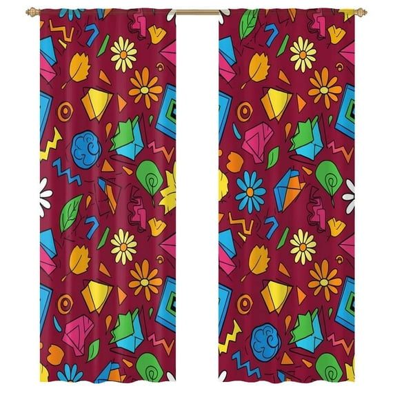 Colorful Geometric Floral Pattern Sheer Voile Curtain Window Tulle Curtains For Living Room Bedroom Modern Curtain