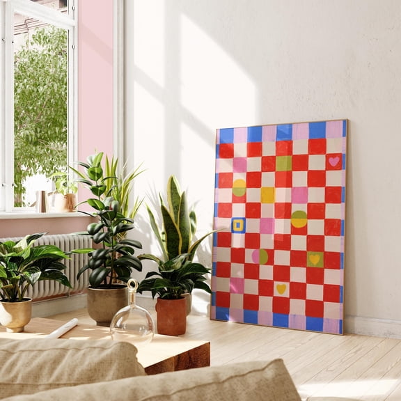 Colorful Geometric Hand Drawn Abstract Wall Art, Stretched Canvas 8x10in