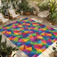 thumbnail image 1 of Colorful Geometric Outdoor Rug for Patio/Deck/Porch, Non-Slip Large Area Rug 3 x 5 Ft, Modern Multicolor Abstract Motifs Indoor Outdoor Rugs Washable Area Rugs, Reversible Camping Rug Carpet Runner, 1 of 8