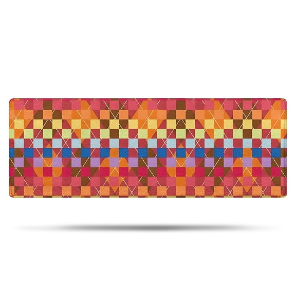 Colorful Geometric Pattern Bathroom Rugs Mat,Non Slip Microfiber Bathroom Rug,Rubber Backing,Soft Bathroom Mats for Bathroom Floor,Tub and Shower,47x17in(120x43cm)