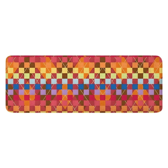 Colorful Geometric Pattern Kitchen Rug Mat,Kitchen Runner Rugs Non Skid Washable,Decorative Kitchen Floor Mats for Kitchen,Sink,Laundry,17"x47.2"