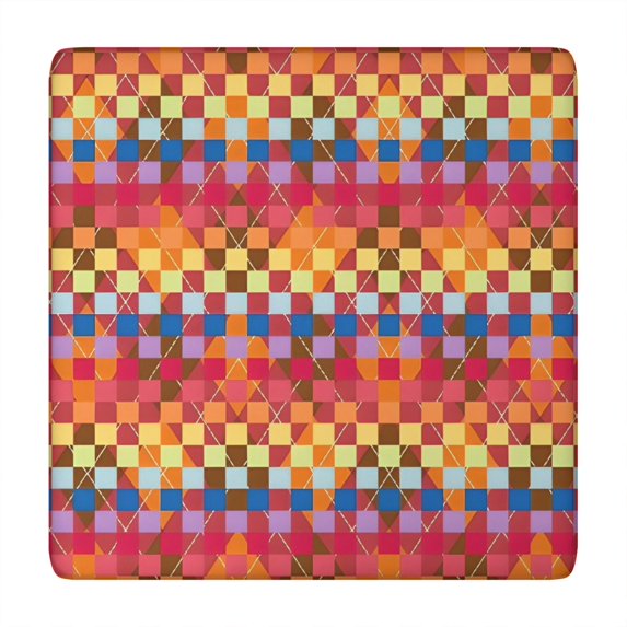 Colorful Geometric Pattern Square Fitted Tablecloth with Elastic Edge,Square Table Cover,Washable Elastic Table Cover for Home Kitchen Party Decor 34"x34"