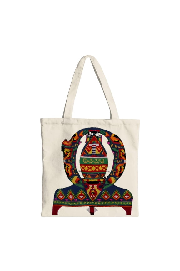 Colorful Geometric Pattern Tote Bag - Vibrant Fabric Canvas Bag for Shopping Travel & Parties - Reusable & Stylish Design