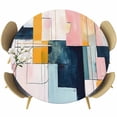 thumbnail image 1 of Colorful Geometric Round Tablecloth 55-60 Inch Round Fitted Table Cloth with Elastic Edge, Modern Chic Abstract Oil Painting Waterproof Table Cover Protector for Outdoor Picnic Party Dining, 1 of 6