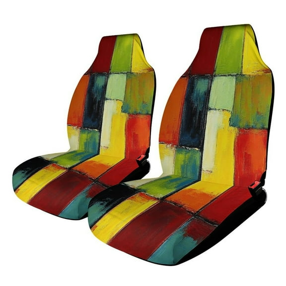 Colorful Geometric Squares Art_1 Set of 2 Car Seat Covers Seat for Carseats Front Seat Auto Car Interior Accessories Universal 2 Piece