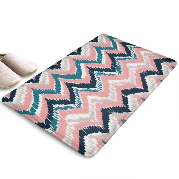 Colorful Geometric Striped Flannel Non Slip Door Rugs,Washable Door Mats Indoor,Decorative Door Mats,Dirt-Resistant and Absorbent Doormat for Entrance,Bedroom,Kitchen,Bathroom,31.5"x17"