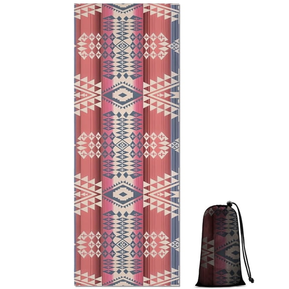 Colorful Geometric Striped Pattern (9) Hot Yoga Mat Towel Non Slip for Hot Yoga - Quick-Drying Yoga Mat Cover with 4 Corner Pockets with Travel Bag - Hot Yoga Towel Non Slip 70"x26"