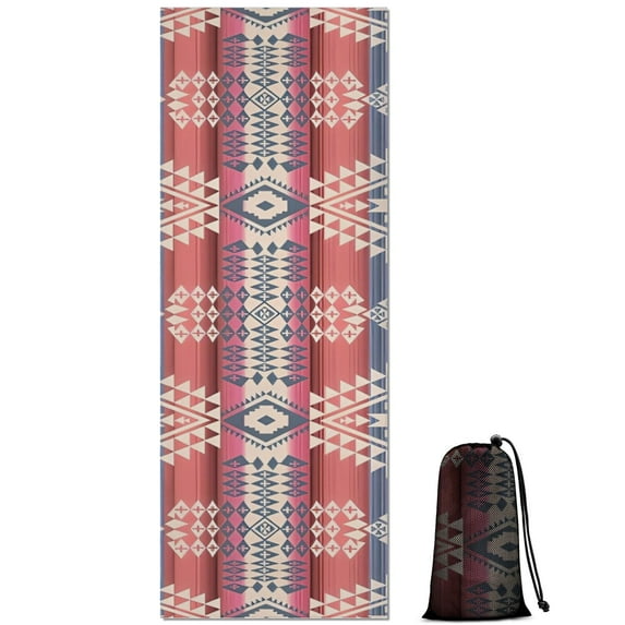 Colorful Geometric Striped Pattern (9) Hot Yoga Mat Towel Non Slip for Hot Yoga - Quick-Drying Yoga Mat Cover with 4 Corner Pockets with Travel Bag - Hot Yoga Towel Non Slip 74"x26"