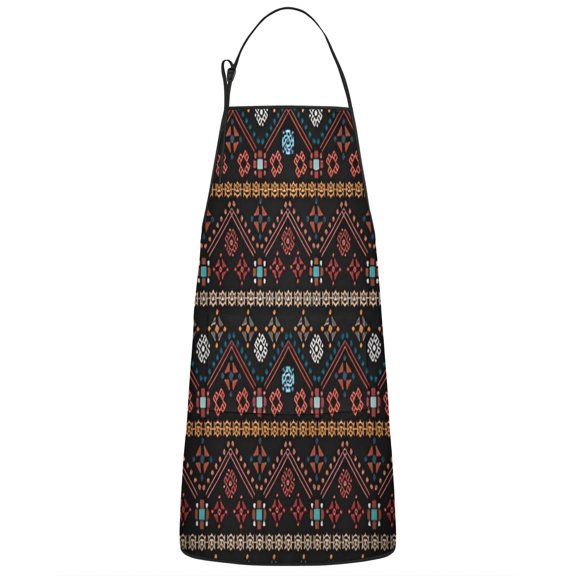 Colorful Geometric Striped Pattern Apron-Garden Aprons for Women with Pockets-Cotton Linen Waterproof Kitchen Cooking Gardening Aprons Adjustable for Kitchen,Cooking,BBQ and Salon 33x27 Inch
