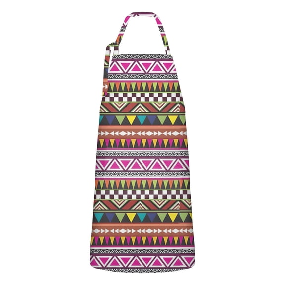 Colorful Geometric Striped Pattern Apron-Garden Aprons for Women with Pockets-Cotton Linen Waterproof Kitchen Cooking Gardening Aprons Adjustable for Kitchen,Cooking,BBQ and Salon 33x27 Inch