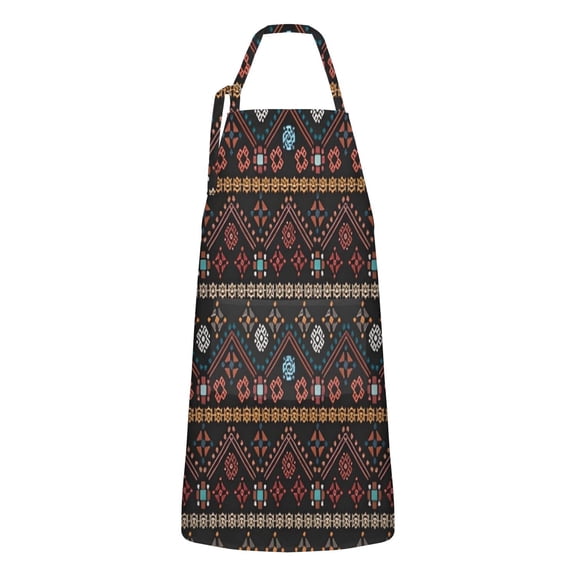 Colorful Geometric Striped Pattern Apron-Garden Aprons for Women with Pockets-Cotton Linen Waterproof Kitchen Cooking Gardening Aprons Adjustable for Kitchen,Cooking,BBQ and Salon 33x27 Inch