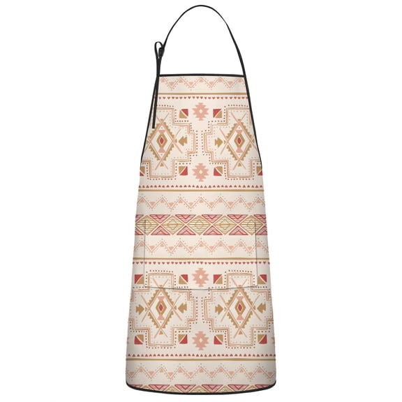 Colorful Geometric Striped Pattern Apron-Garden Aprons for Women with Pockets-Cotton Linen Waterproof Kitchen Cooking Gardening Aprons Adjustable for Kitchen,Cooking,BBQ and Salon 33x27 Inch