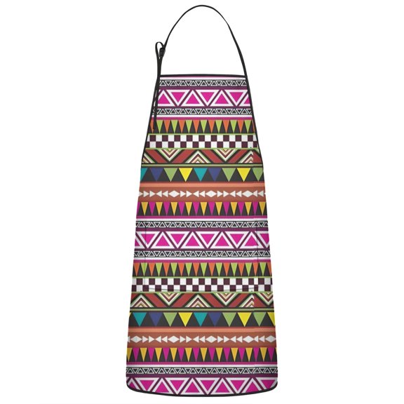 Colorful Geometric Striped Pattern Apron-Garden Aprons for Women with Pockets-Cotton Linen Waterproof Kitchen Cooking Gardening Aprons Adjustable for Kitchen,Cooking,BBQ and Salon 33x27 Inch