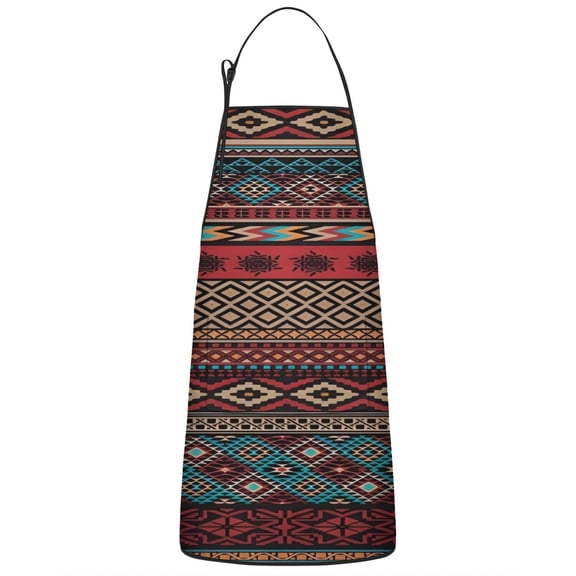 Colorful Geometric Striped Pattern Apron-Garden Aprons for Women with Pockets-Cotton Linen Waterproof Kitchen Cooking Gardening Aprons Adjustable for Kitchen,Cooking,BBQ and Salon 33x27 Inch