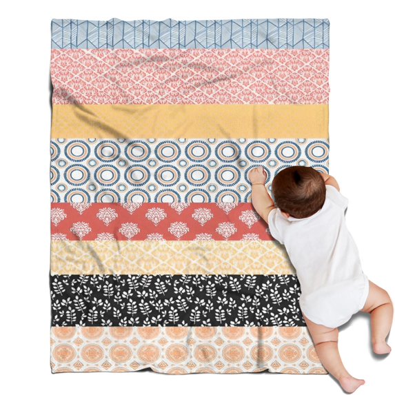 Colorful Geometric Striped Pattern Blanket,Comfortable Soft Flannel Throw Blanket,All Season,Warm Lightweight Blankets for Sofa Bed Couch Living Room Chair,30"x40"
