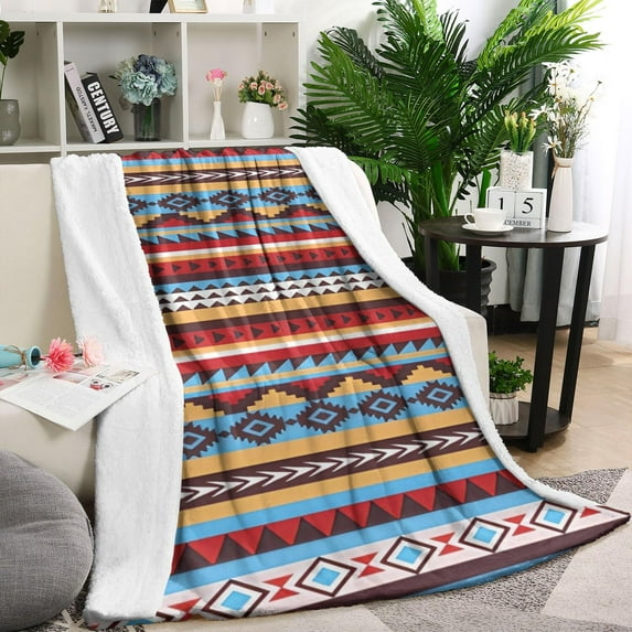 Colorful Geometric Striped Pattern Blanket,Comfortable Soft Flannel Throw Blanket,All Season,Warm Lightweight Blankets for Sofa Bed Couch Living Room Chair,40"x50"