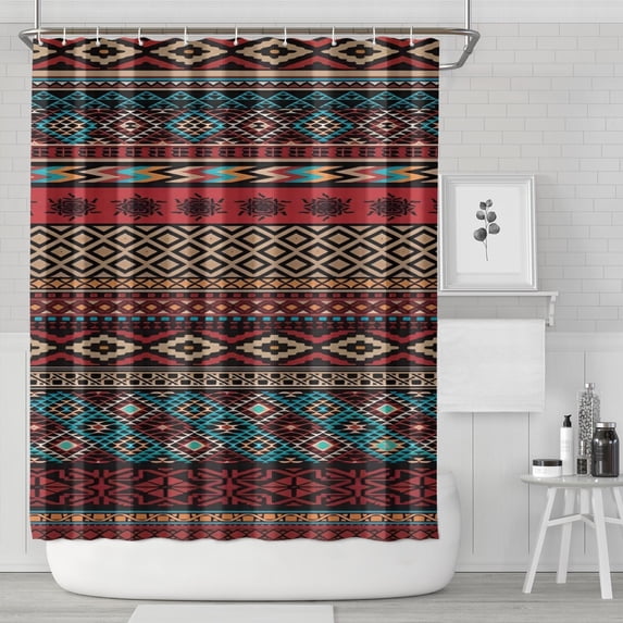 Colorful Geometric Striped Pattern Shower Curtain 72"x84" ,Bathroom Decorative Shower Curtains Set with 12 Hooks,Modern Waterproof Washable Shower Curtain