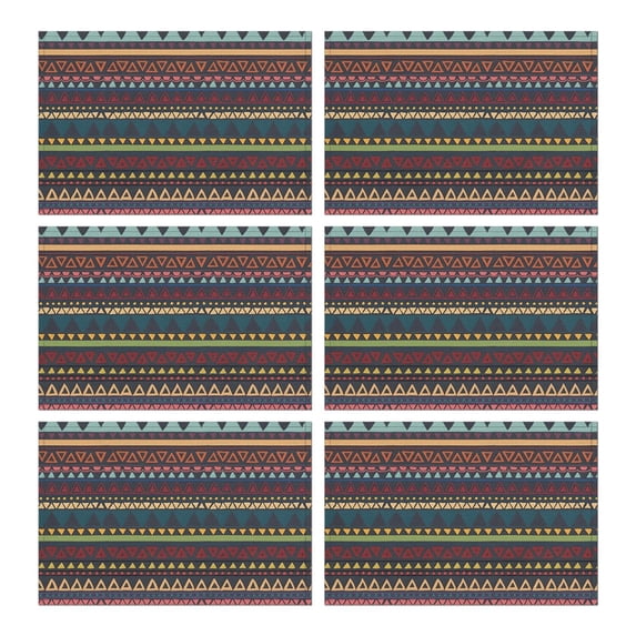 Colorful Geometric Striped Pattern Summer Placemats Table Placemats Set Of 6-Linen Kitchen Washable Placemats Table Mats 11.8"x17.7" Non-Slip Heat Resistant
