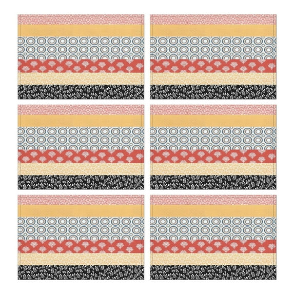 Colorful Geometric Striped Pattern Summer Placemats Table Placemats Set Of 6-Linen Kitchen Washable Placemats Table Mats 11.8"x17.7" Non-Slip Heat Resistant