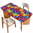 thumbnail image 1 of Colorful Geometric Table Cloths for 4 Foot Rectangle Tables, Modern Rainbow Ombre Abstract Art Patio Waterproof Elastic Fitted Tablecloths, Washable Rectangular Table Cover for Camping, 1 of 8