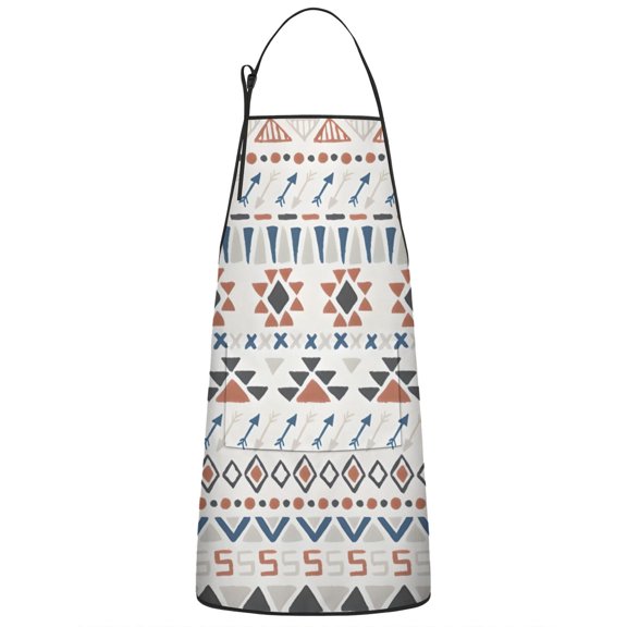 Colorful Geometric Triangle Arrow Pattern Apron-Garden Aprons for Women with Pockets-Cotton Linen Waterproof Kitchen Cooking Gardening Aprons Adjustable for Kitchen,Cooking,BBQ and Salon 33x27 Inch